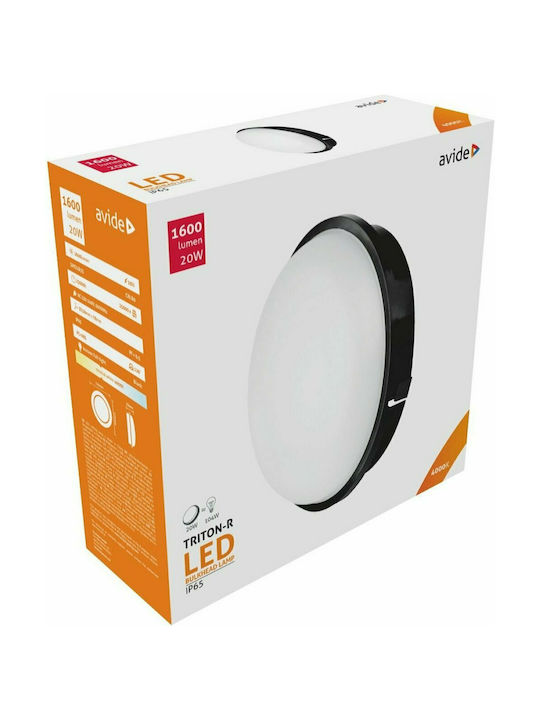 Avide ABBHL-R-20W-NW-BL Στεγανό Πλαφονιέρα Οροφής Εξωτερικού Χώρου με Ενσωματωμένο LED σε Μαύρο Χρώμα ABBHL-R-20W-NW-BL Avide ABBHL-R-20W-NW-BL Στεγανό Πλαφονιέρα Οροφής Εξωτερικού Χώρου με Ενσωματωμένο LED σε Μαύρο Χρώμα ABBHL-R-20W-NW-BL