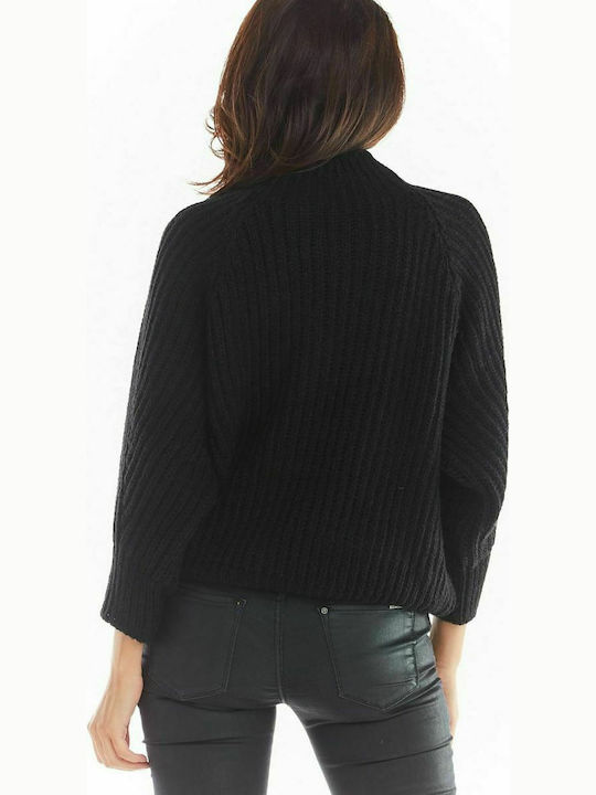 Awama Damen Pullover mit 3/4-Ärmeln Schwarz