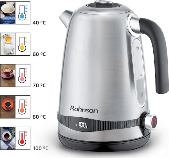 Rohnson Βραστήρας 1.7lt 2200W Ασημί