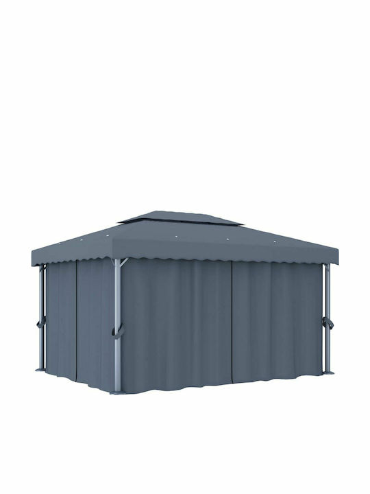 vidaXL Garden Sideway Gazebo with LED Light Charcoal 4x3cm