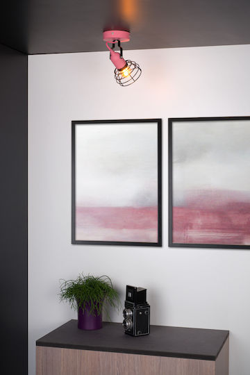 Lucide Lightning Single Spot with Socket E27 in Pink Color