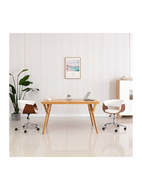 Rotating Armchair Visitor with Arms & Wheels in White Color 59.5x58x66cm 2pcs