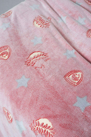 Palamaiki Κουβέρτα Fleece Olympiacos Φωσφορίζουσα Κόκκινη 160x220εκ.