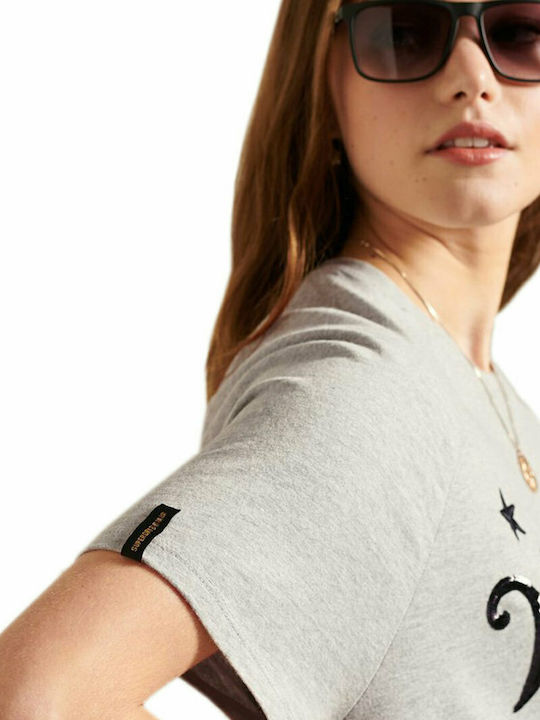 Superdry Καλοκαιρινό Mini T-shirt Φόρεμα Γκρι