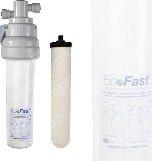 Doulton Under Sink Water Filter System Ecofast with Faucet , 3/8'' Inlet/Outlet, with 10" Replacement Filter Doulton M12 Biotect Ultra SI 0.2 μm
