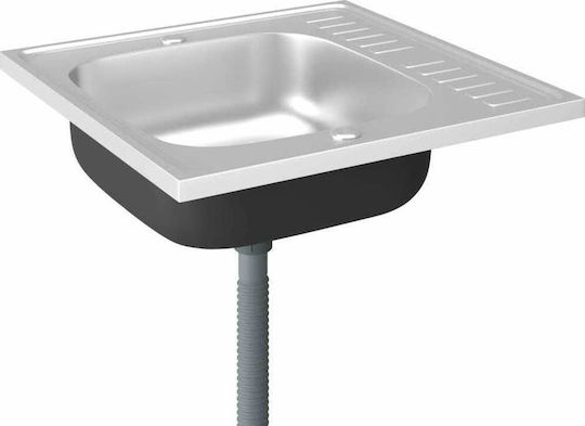 vidaXL Ένθετος Νεροχύτης Inox Μ60xΠ60cm Ασημί