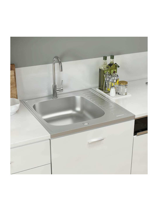 vidaXL Ένθετος Νεροχύτης Inox Μ60xΠ60cm Ασημί