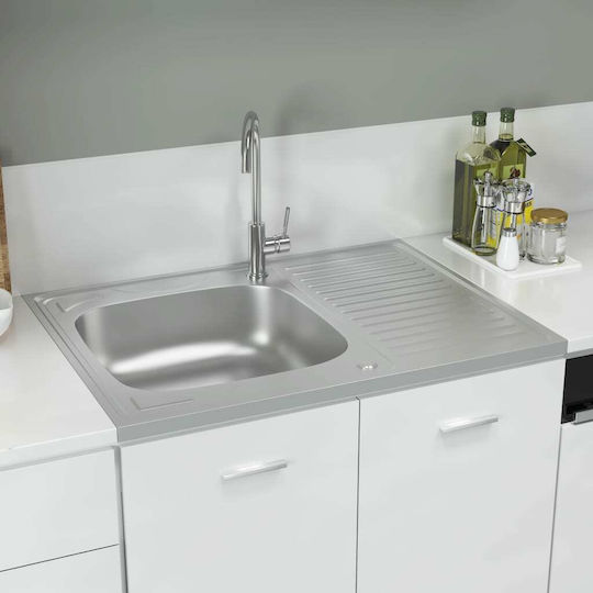 vidaXL Ένθετος Νεροχύτης Inox Μ80xΠ60cm Ασημί
