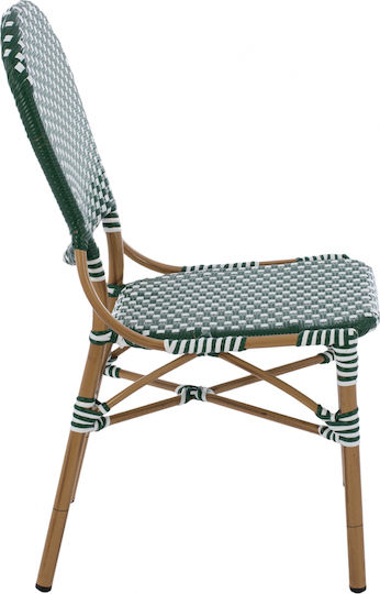 Καρέκλα Εξωτερικού Χώρου Rattan Bamboo Look Πράσινο / Λευκό 47x55x98εκ.