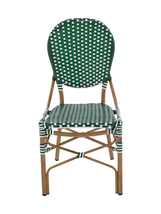 Outdoor-Stuhl Rattan Bamboo Look Green / White 47x55x98εκ.