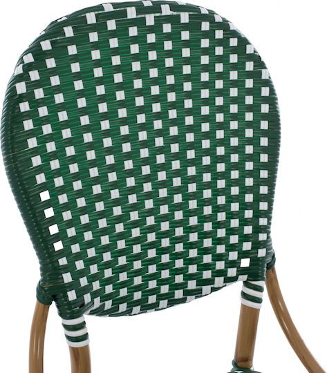 Καρέκλα Εξωτερικού Χώρου Rattan Bamboo Look Πράσινο / Λευκό 47x55x98εκ.
