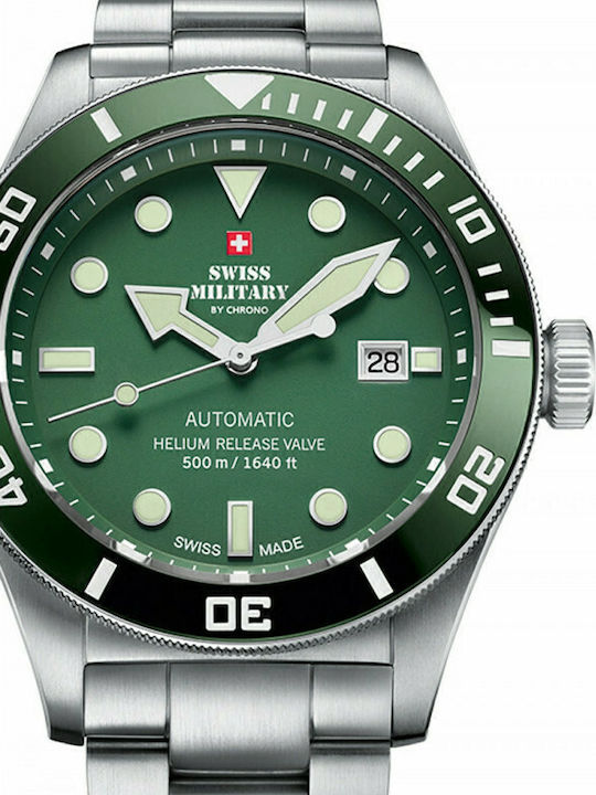 Swiss Military by Chrono Мъжки Часовник 44mm Автоматичен с Сребърна Метална Гривна