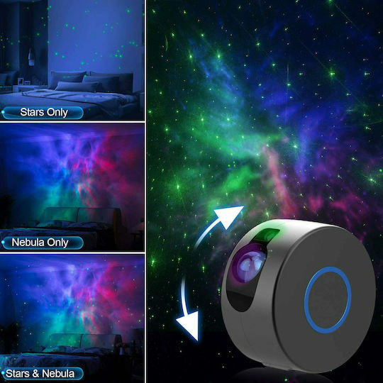 Rotativ Lampă de proiecție pentru copii Aurora Starry Sky cu Proiecție de Stele Gri 17x17x9εκ.