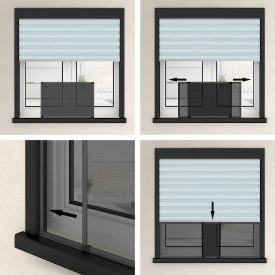 vidaXL Mosquito Net Window Sliding Fiberglass Black with Frame 50x143cm