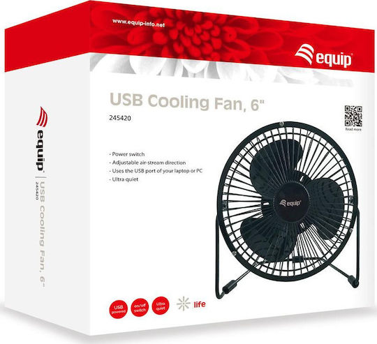 Equip USB Office/Home Rotating Fan Black USB Cooling Fan 6' 245420