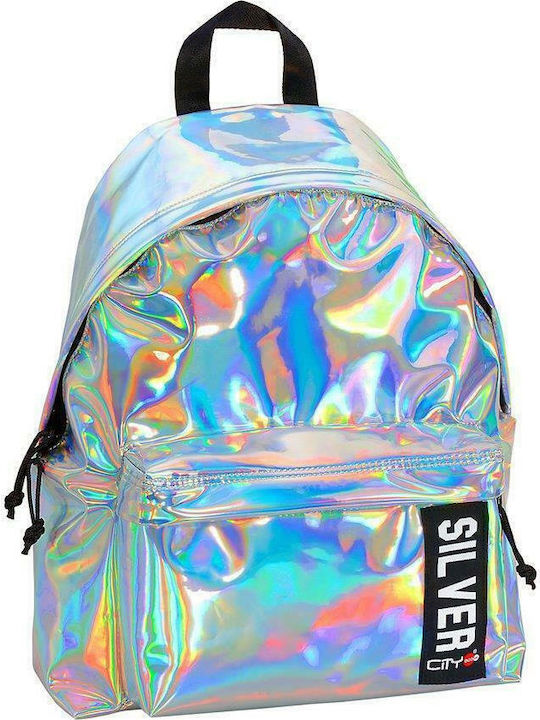 Lyc Sac The Drop Trendy Silver Mirror School Bag Backpack Junior High-High School in Silver color 24lt