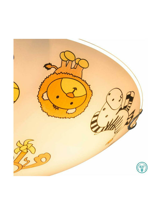 Globo Lighting Kiddy Single Bulb Kids Lighting Ceiling Light Metallic 60W with Drive Size E27 30x6.5cm