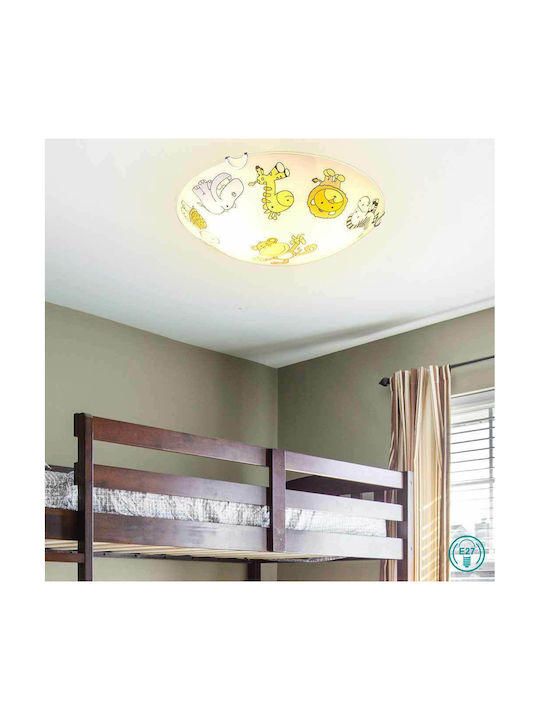 Globo Lighting Kids Metallic Single Mount Ceiling Light E27 Kiddy Multicolour 60W 30x6.5cm