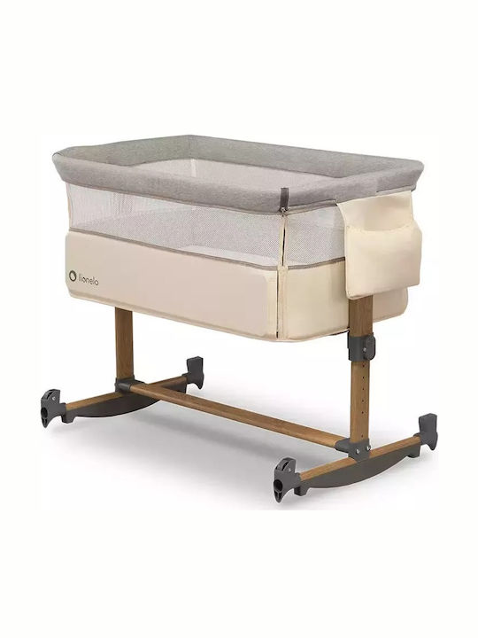 Lionelo Cradle Leonie with Mattress, Side Opening, and Wheels Beige Sand
