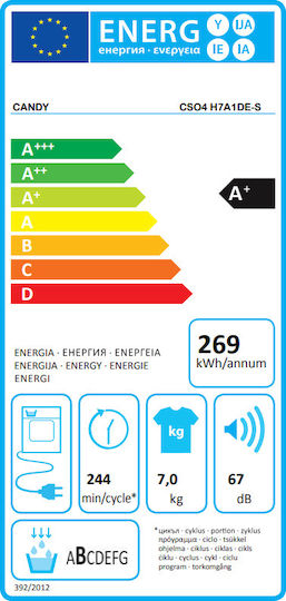 Candy CSO4 H7A1DE-S Στεγνωτήριο 7kg A+ με Αντλία Θερμότητας