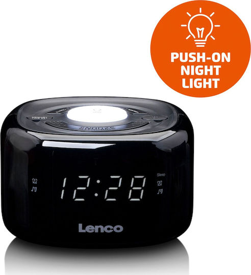 Lenco Επιτραπέζιο Ψηφιακό Ρολόι LED Πλαστικό με Ξυπνητήρι & Ραδιόφωνο Μαύρο CR-12BK