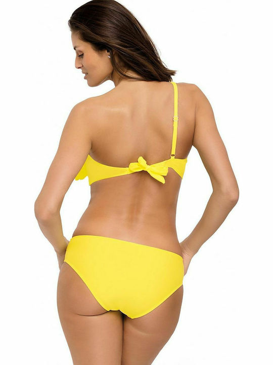 Marko Bikini Set One Shoulder Top & Slip Bottom Yellow