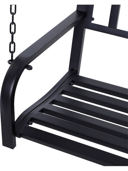 Metallic Swing Black Velvet-Black Metal with 220kg Maximum Weight Capacity L127xW60xH53cm