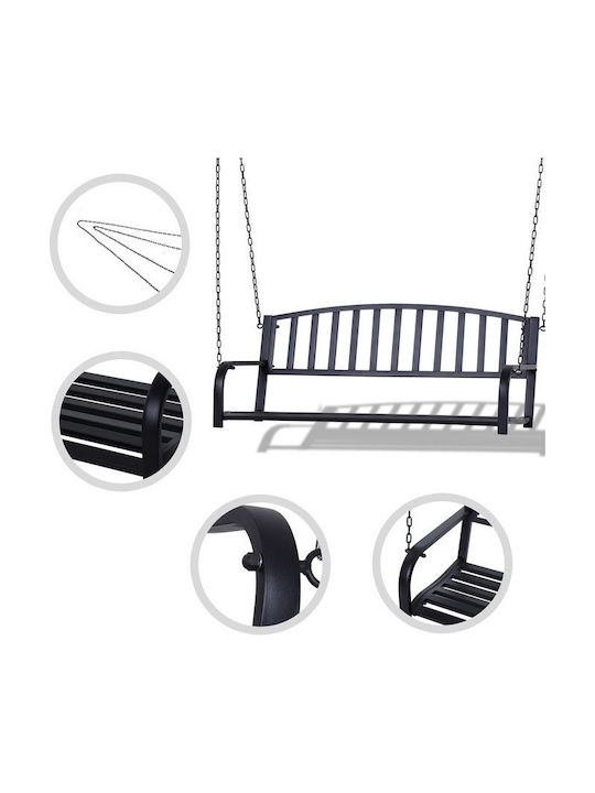 Metallic Swing Black Velvet-Black Metal with 220kg Maximum Weight Capacity L127xW60xH53cm