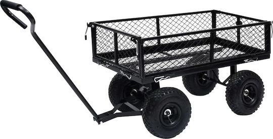 Garden Cart Towable Black Up to 250kg Trailer Garden Cart Four-wheel with Maximum Load Weight 250kg 84x84cm.