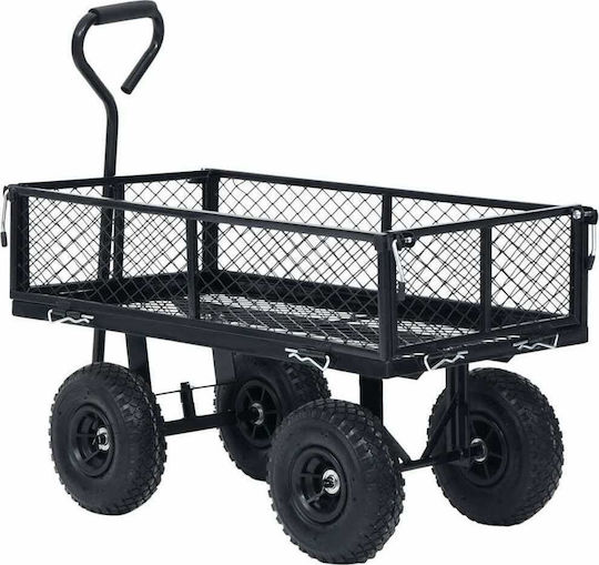 Garden Cart Towable Black Up to 250kg Trailer Garden Cart Four-wheel with Maximum Load Weight 250kg 84x84cm.
