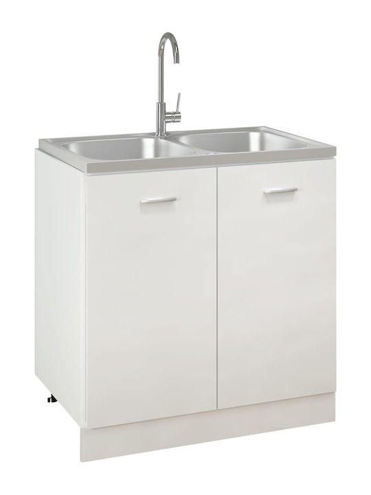 vidaXL Drop-In Sink Inox W80xD50cm Silver