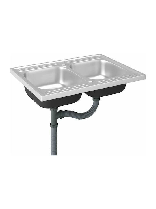 vidaXL Ένθετος Νεροχύτης Inox Μ80xΠ60cm Ασημί