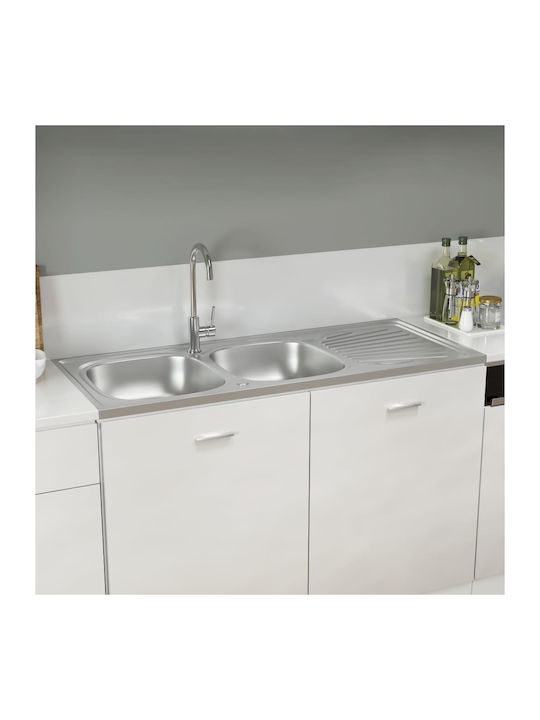 vidaXL Drop-In Sink Inox W120xD50cm Silver