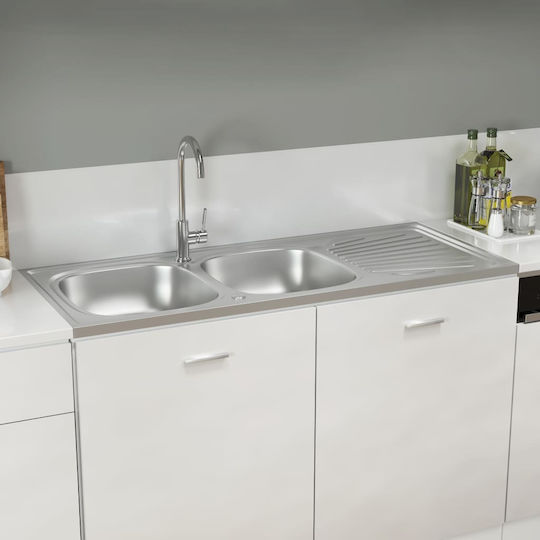 vidaXL Ένθετος Νεροχύτης Inox Μ120xΠ50cm Ασημί