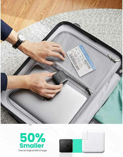 Ugreen Incarcător Fără Cablu GaN Cu 2 Porturi De Ieșire USB-C 66W Livrarea Energiei Quick Charge 2.0 Quick Charge 3.0 Negru (CD216)