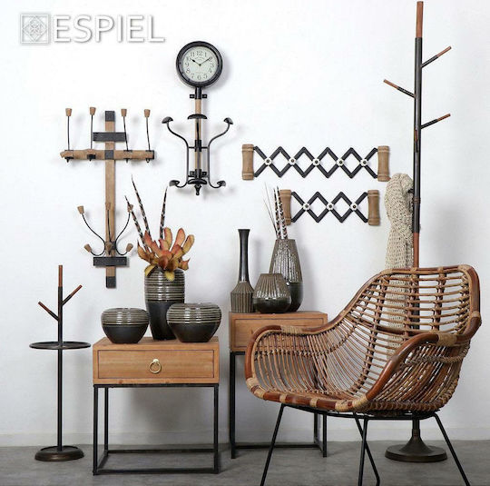 Espiel Wooden Wall Hanger 6 Hooks Brown 80x16x80cm
