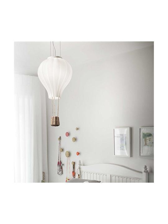 Ideal Lux Kids Metallic Single Ceiling Light E27 Dream Big SP1 D42 White 42W 42cm