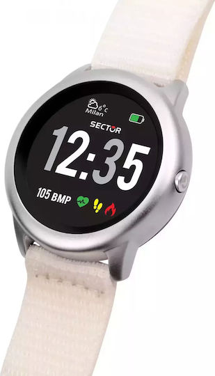 Sector S-01 46mm Smartwatch mit Pulsmesser (White Fabric Strap)