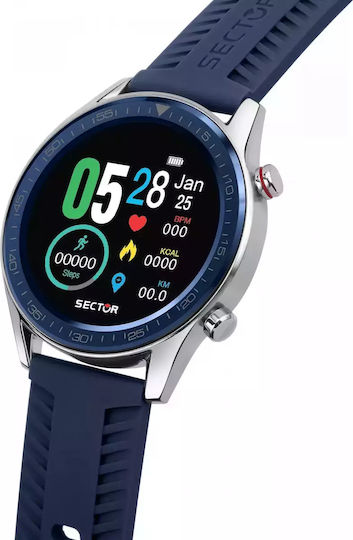 Sector S-02 46mm Smartwatch με Παλμογράφο (Blue Silicone Strap)