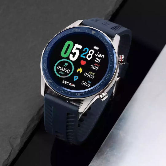 Sector S-02 46mm Smartwatch με Παλμογράφο (Blue Silicone Strap)