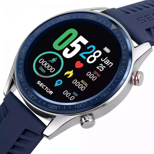 Sector S-02 46mm Smartwatch με Παλμογράφο (Blue Silicone Strap)