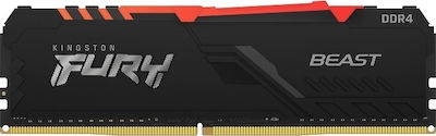 Kingston Fury Beast RGB 16GB DDR4 RAM με 2 Modules (2x8GB) και Ταχύτητα 3200 για Desktop