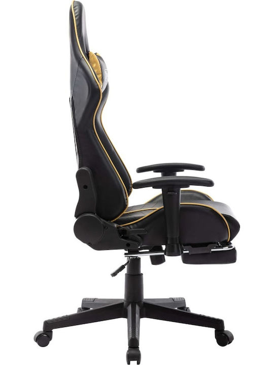 vidaXL 20512 Καρέκλα Gaming Δερματίνης με Ρυθμιζόμενα Μπράτσα και Υποπόδιο Χρυσή