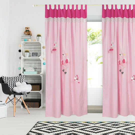 Das Home Kids Tab Top Curtain Dream Line Embroidery Pink 420142606464 140x260cm