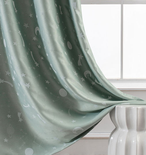 Beauty Home Παιδική Κουρτίνα Συσκότισης Φωσφοριζέ με Τρουκς Μέντα 140x260εκ.