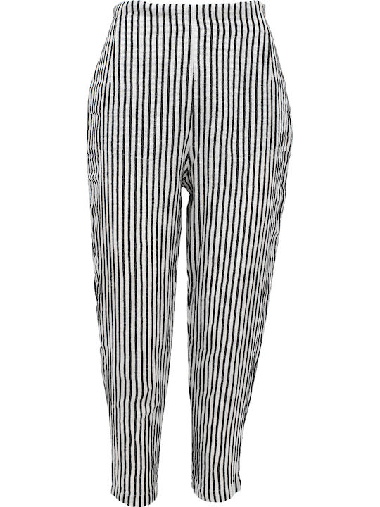 Essos Damen Hoch tailliert Stoff Hose in Geradem Schnitt Gestreift