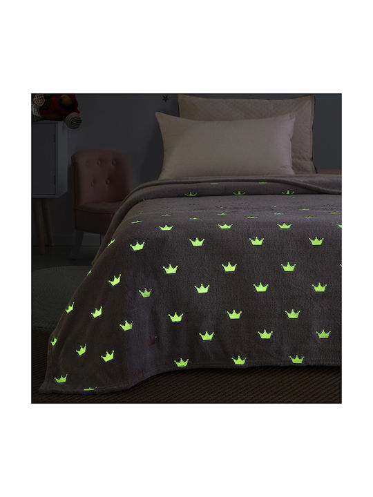 Beauty Home Κουβέρτα Fleece Art Φωσφορίζουσα Γκρι 160x220εκ.