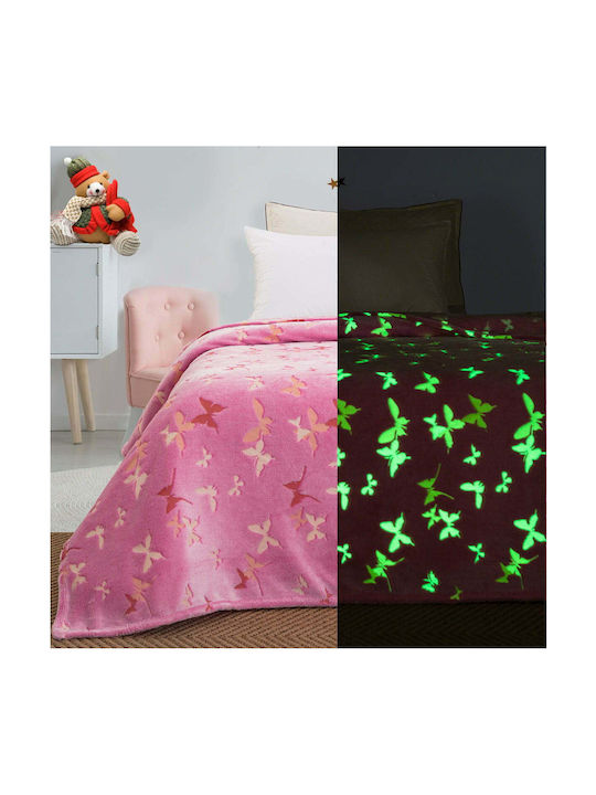 Beauty Home Kids Fleece Blanket Art 160x220cm Glow-in-the-Dark Pink