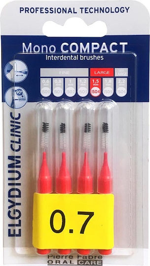 Elgydium Clinic Mono Compact Interdental Brushes 0.7mm Red 4pcs
