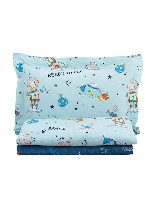 Beauty Home Space Art 6170 Set Kids Duvet Cover Single with Pillowcase Light Blue 160x240cm